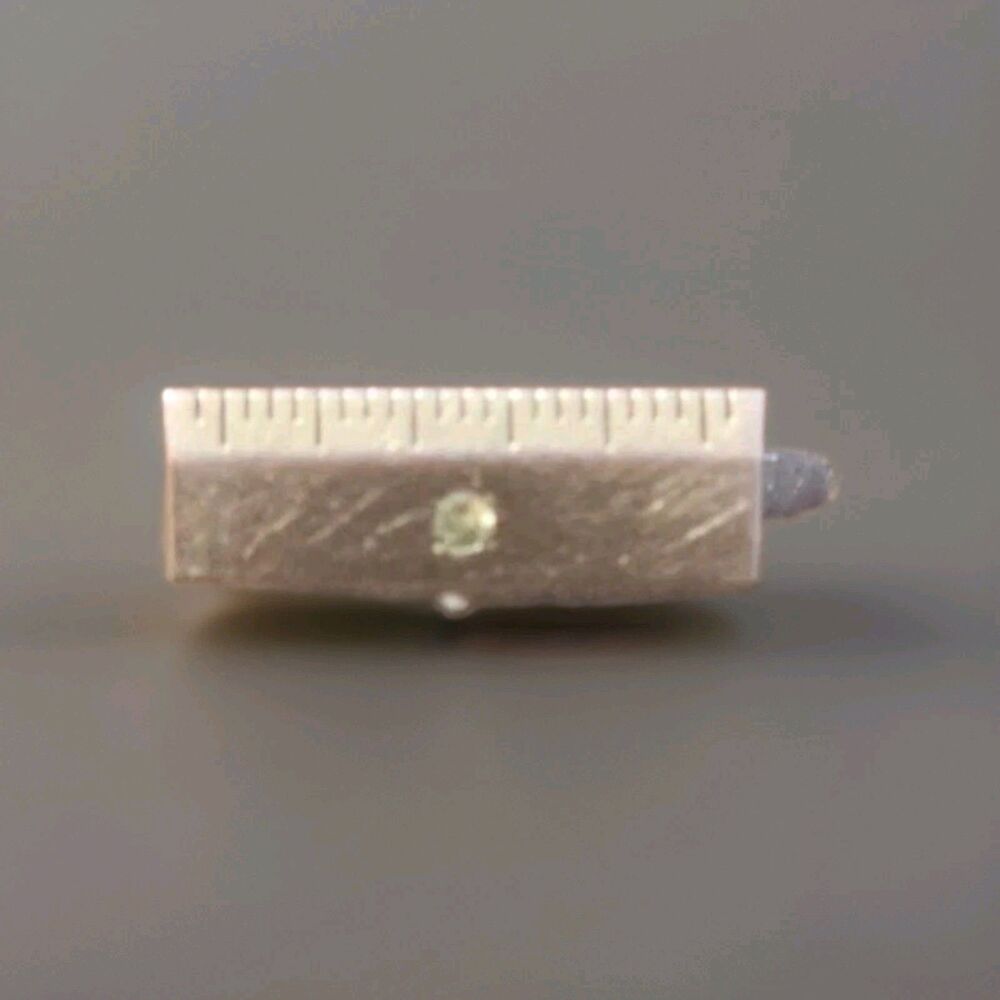 Vintage One Inch Ruler Metal Brooch Pin With Single Rihnstone - Picture 6 of 6